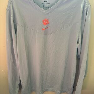 Nike Gray Dri-Fit Long Sleeve Shirt with Clemson Orange Logo